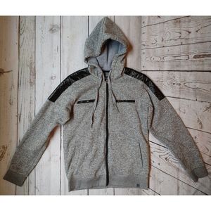 Free Planet Grey Hoodie with Faux Leather